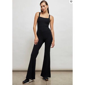 Beyond Yoga Spacedye Jumpsuit Wide Leg Hit the Scene Jumpsuit Black Heather XL